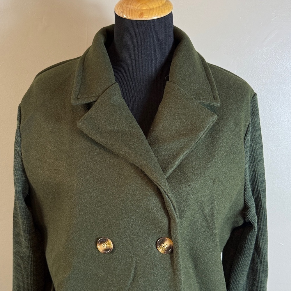 Dark Olive Green Double-Breasted Women's Blazer Sz XL NWOT - Picture 2 of 10